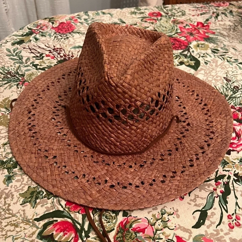 Wyeth camel straw chin strap rancher, NWOT - Picture 2 of 3